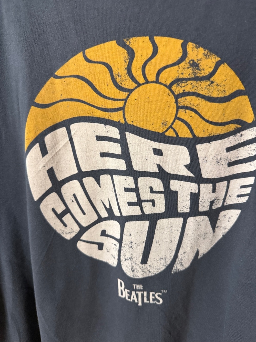 H & M 'Here Comes The Sun' Gray Distressed Graphic Tee ☀️S